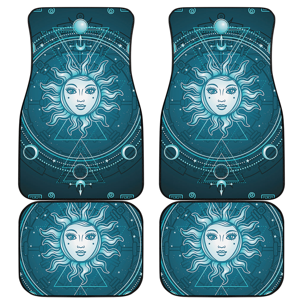 Geometric Celestial Sun And Moon Print Front and Back Car Floor Mats