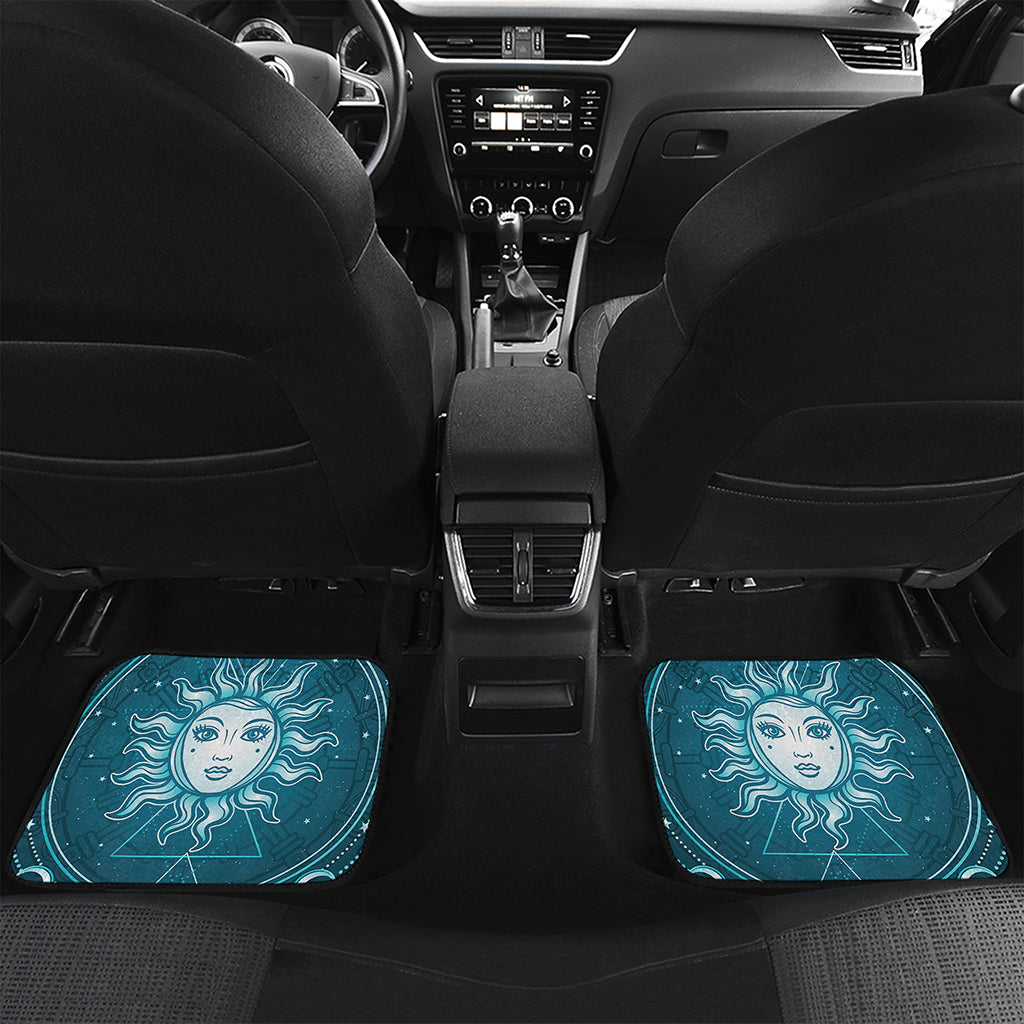 Geometric Celestial Sun And Moon Print Front and Back Car Floor Mats