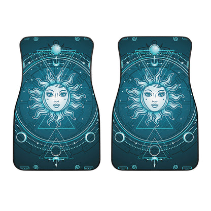 Geometric Celestial Sun And Moon Print Front Car Floor Mats