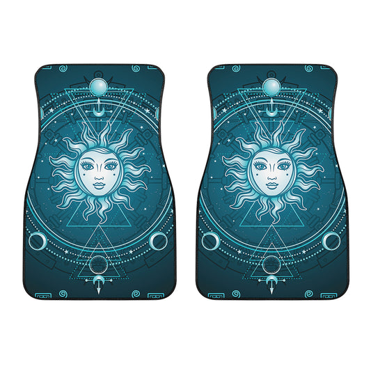 Geometric Celestial Sun And Moon Print Front Car Floor Mats