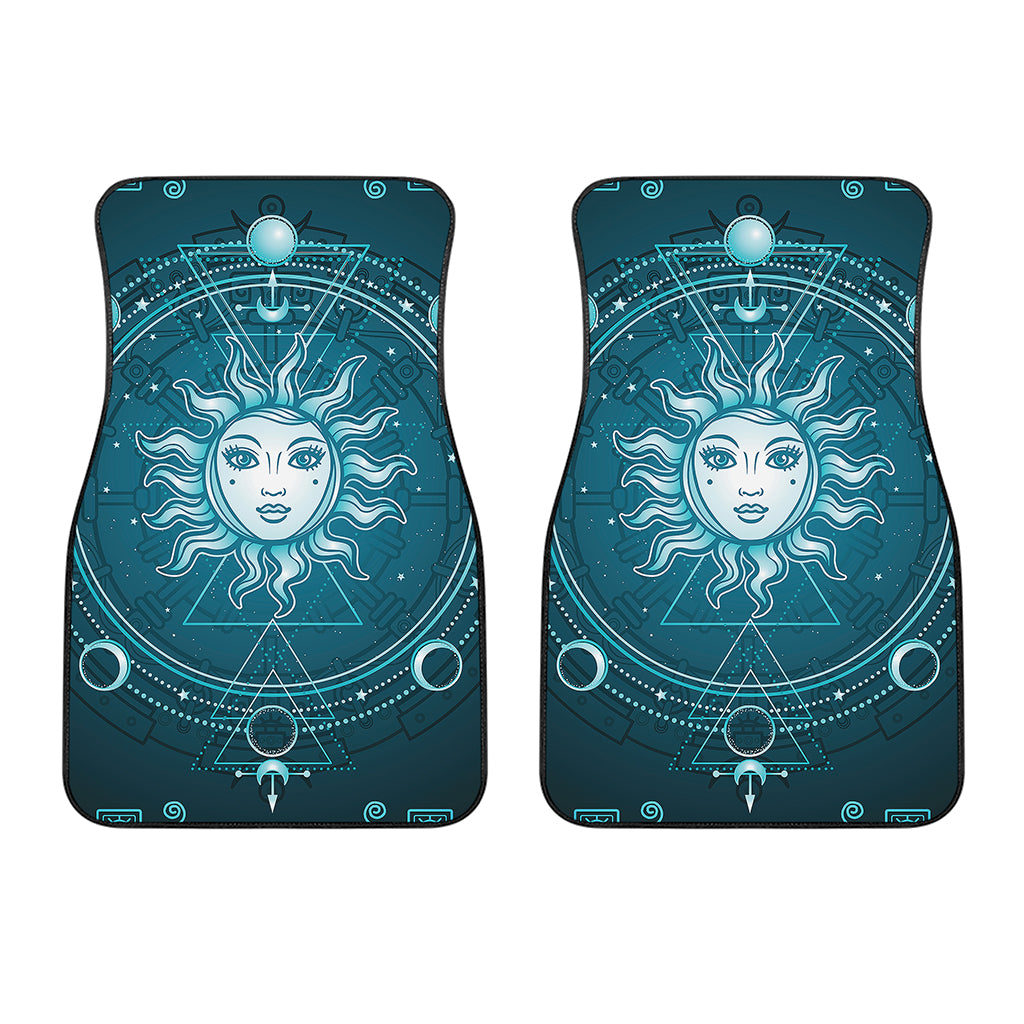 Geometric Celestial Sun And Moon Print Front Car Floor Mats