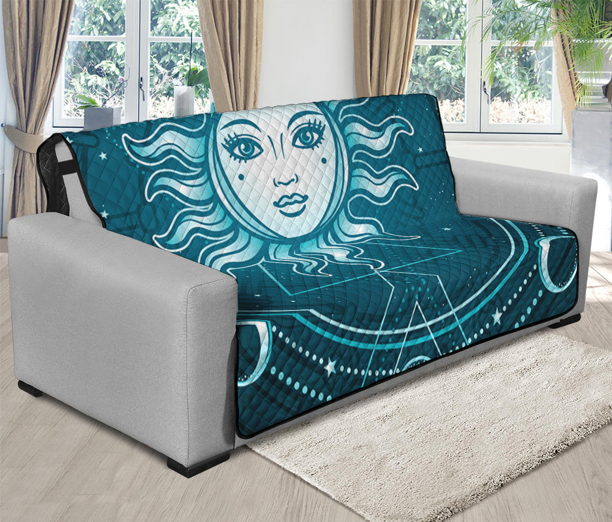 Geometric Celestial Sun And Moon Print Futon Protector