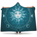 Geometric Celestial Sun And Moon Print Hooded Blanket