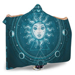 Geometric Celestial Sun And Moon Print Hooded Blanket