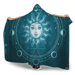 Geometric Celestial Sun And Moon Print Hooded Blanket