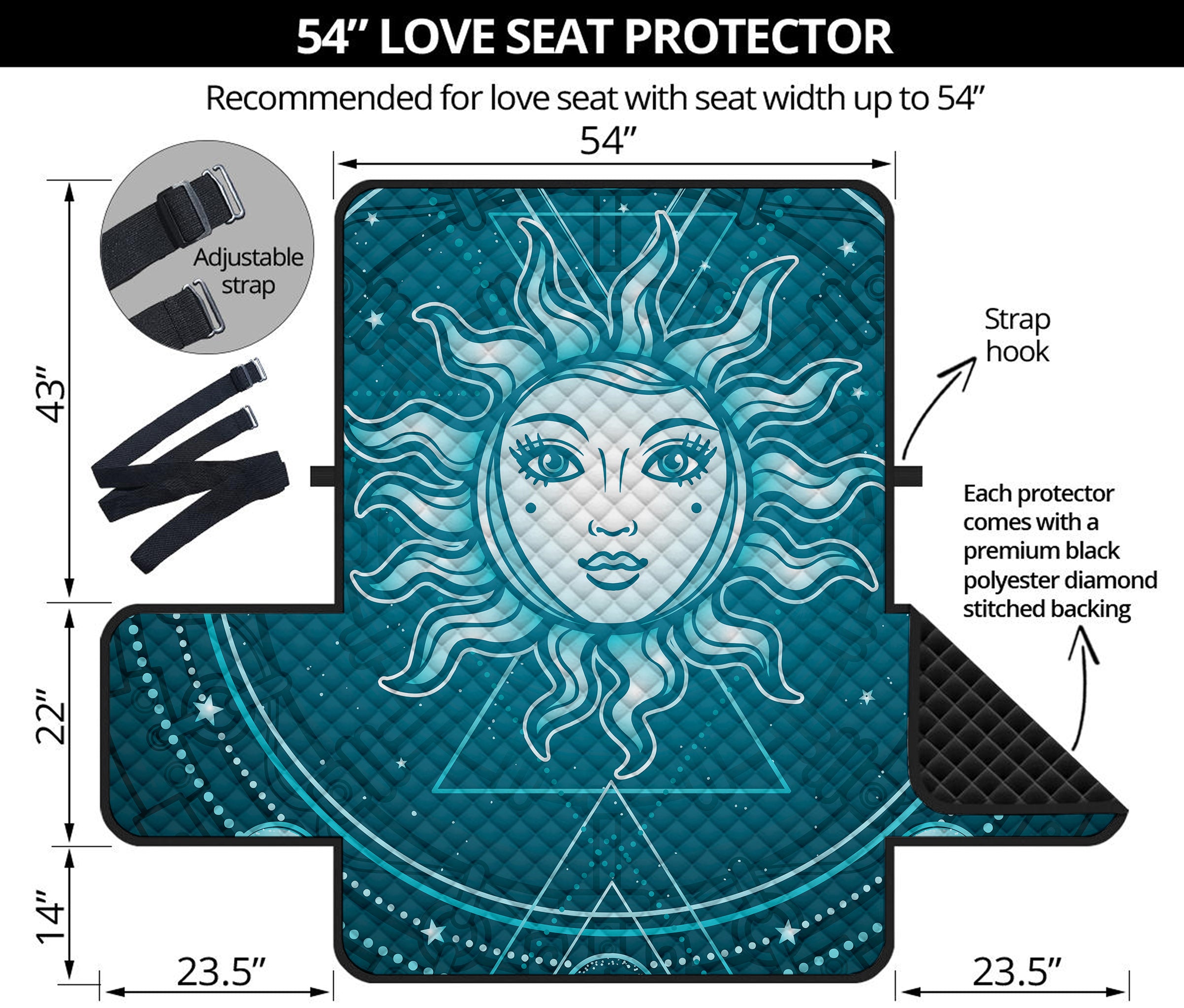 Geometric Celestial Sun And Moon Print Loveseat Protector