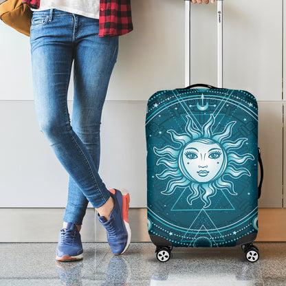 Geometric Celestial Sun And Moon Print Luggage Cover
