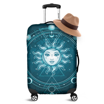 Geometric Celestial Sun And Moon Print Luggage Cover