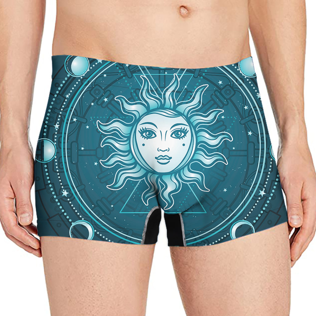 Geometric Celestial Sun And Moon Print Men's Boxer Briefs