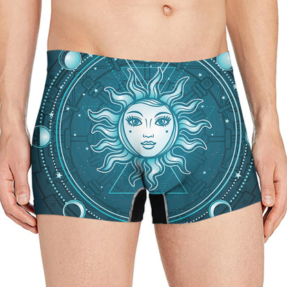 Geometric Celestial Sun And Moon Print Men's Boxer Briefs