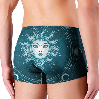 Geometric Celestial Sun And Moon Print Men's Boxer Briefs