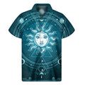 Geometric Celestial Sun And Moon Print Men's Short Sleeve Shirt