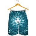 Geometric Celestial Sun And Moon Print Men's Shorts