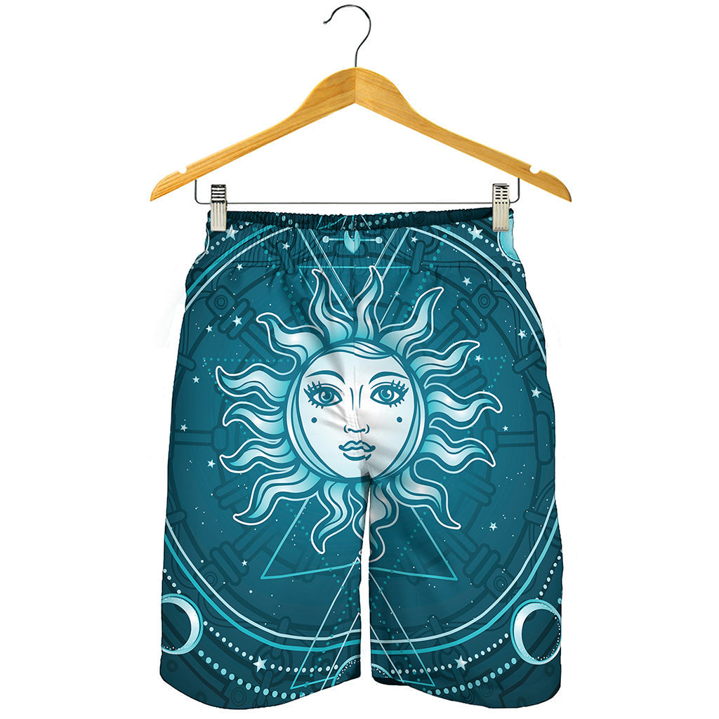 Geometric Celestial Sun And Moon Print Men's Shorts