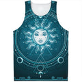Geometric Celestial Sun And Moon Print Men's Tank Top