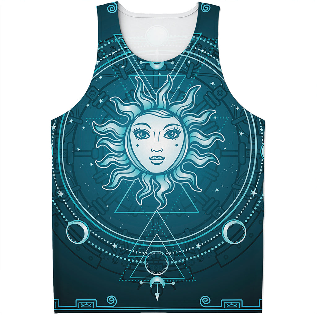 Geometric Celestial Sun And Moon Print Men's Tank Top
