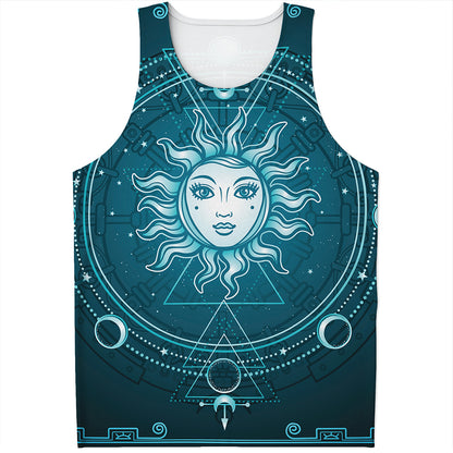 Geometric Celestial Sun And Moon Print Men's Tank Top