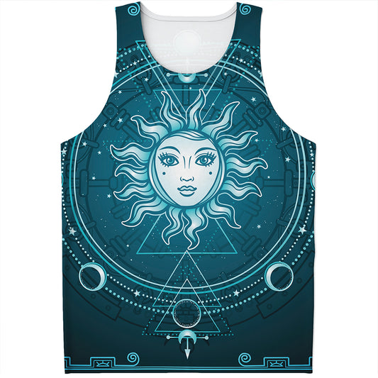 Geometric Celestial Sun And Moon Print Men's Tank Top