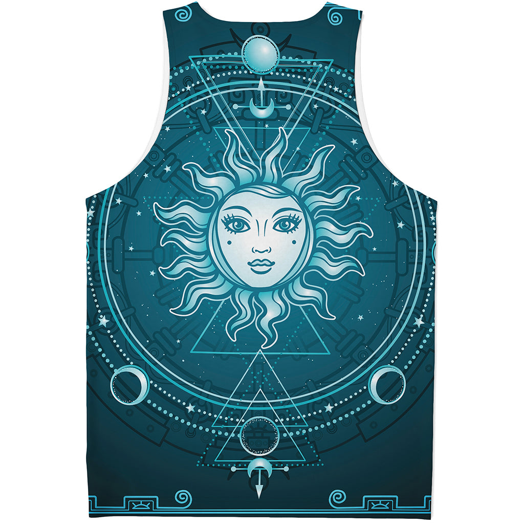 Geometric Celestial Sun And Moon Print Men's Tank Top