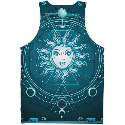 Geometric Celestial Sun And Moon Print Men's Tank Top