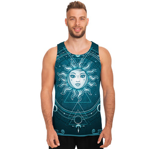 Geometric Celestial Sun And Moon Print Men's Tank Top