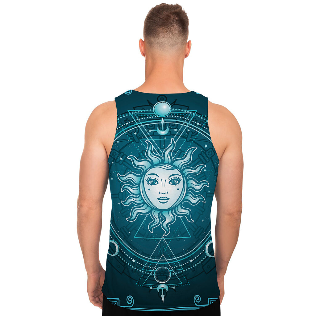 Geometric Celestial Sun And Moon Print Men's Tank Top