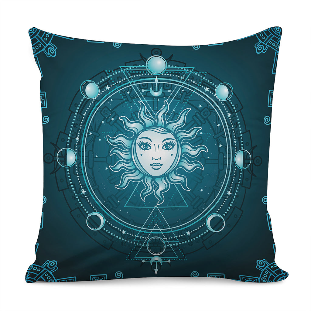 Geometric Celestial Sun And Moon Print Pillow Cover