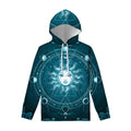 Geometric Celestial Sun And Moon Print Pullover Hoodie