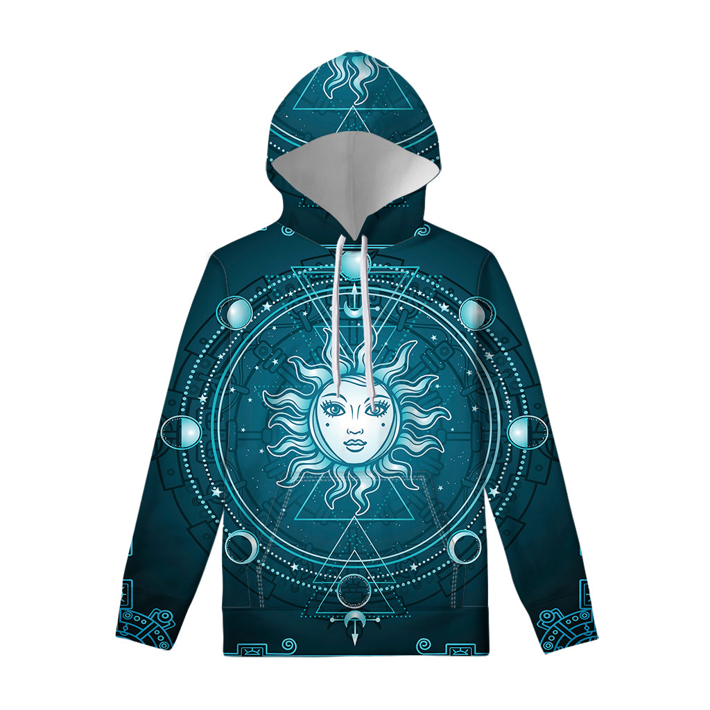 Geometric Celestial Sun And Moon Print Pullover Hoodie