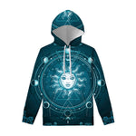 Geometric Celestial Sun And Moon Print Pullover Hoodie