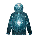 Geometric Celestial Sun And Moon Print Pullover Hoodie