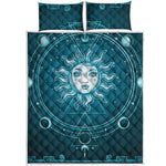 Geometric Celestial Sun And Moon Print Quilt Bed Set