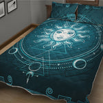 Geometric Celestial Sun And Moon Print Quilt Bed Set