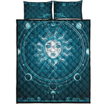 Geometric Celestial Sun And Moon Print Quilt Bed Set