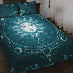 Geometric Celestial Sun And Moon Print Quilt Bed Set