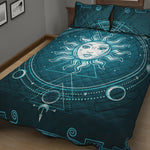 Geometric Celestial Sun And Moon Print Quilt Bed Set