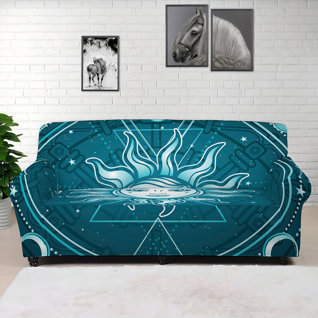 Geometric Celestial Sun And Moon Print Sofa Cover