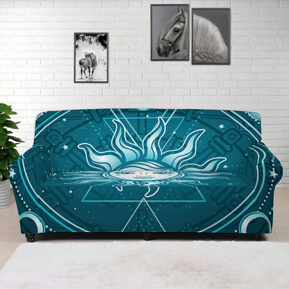 Geometric Celestial Sun And Moon Print Sofa Cover