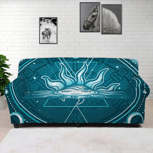 Geometric Celestial Sun And Moon Print Sofa Cover