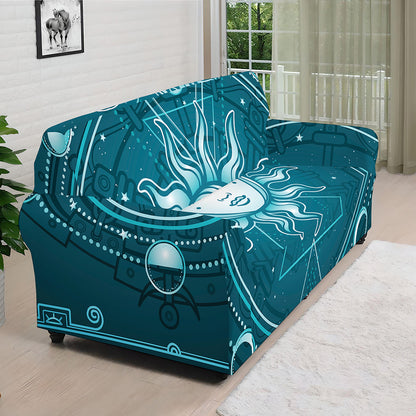 Geometric Celestial Sun And Moon Print Sofa Cover