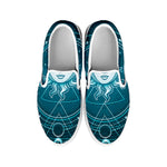 Geometric Celestial Sun And Moon Print White Slip On Shoes