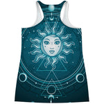 Geometric Celestial Sun And Moon Print Women's Racerback Tank Top