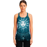Geometric Celestial Sun And Moon Print Women's Racerback Tank Top