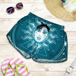 Geometric Celestial Sun And Moon Print Women's Shorts