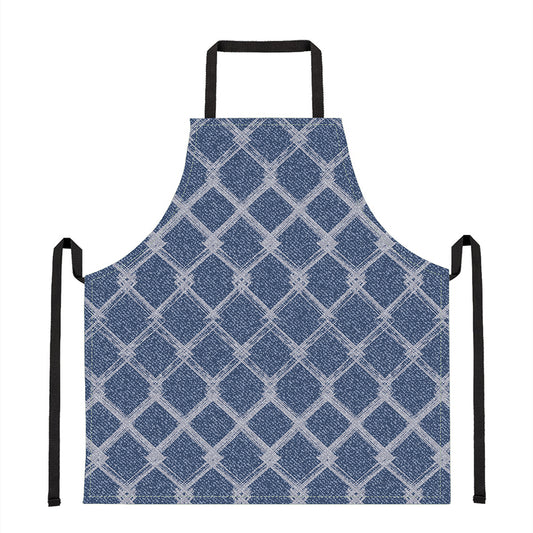 Geometric Denim Jeans Pattern Print Apron