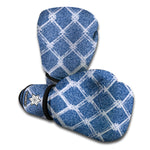 Geometric Denim Jeans Pattern Print Boxing Gloves