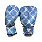 Geometric Denim Jeans Pattern Print Boxing Gloves