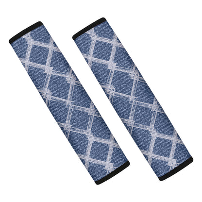 Geometric Denim Jeans Pattern Print Car Seat Belt Covers
