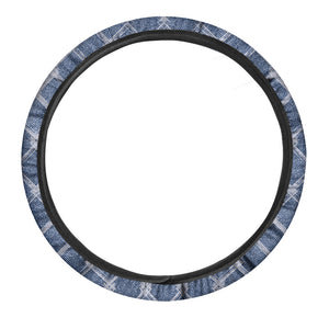 Geometric Denim Jeans Pattern Print Car Steering Wheel Cover