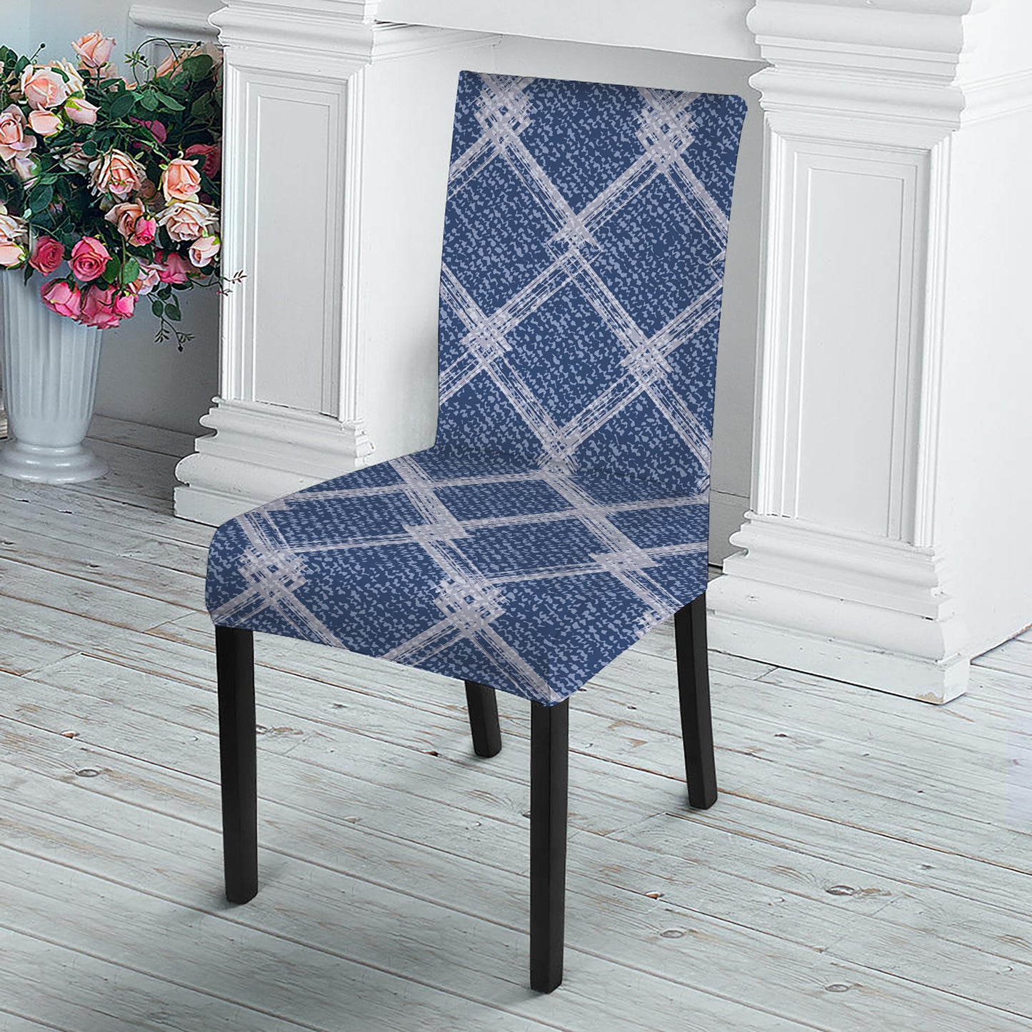 Geometric Denim Jeans Pattern Print Dining Chair Slipcover